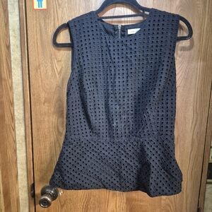 Liz Claybourne Black Sleeveless Eyelet Blouse.   Box 34